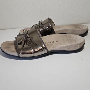 Vionic Womens Bella Bow Slide Sandals In Pewter, Size 9